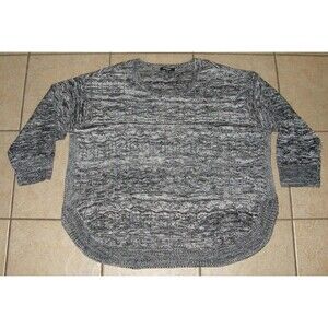 NEW Marled Black Plus Sz 30/32 Pullover Open Weave Comfy Sweater CHELSEA STUDIO